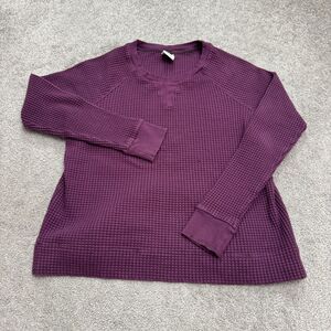 The North Face Vintage Thermal Waffle Net Pullover Sweater Womens Large Purple